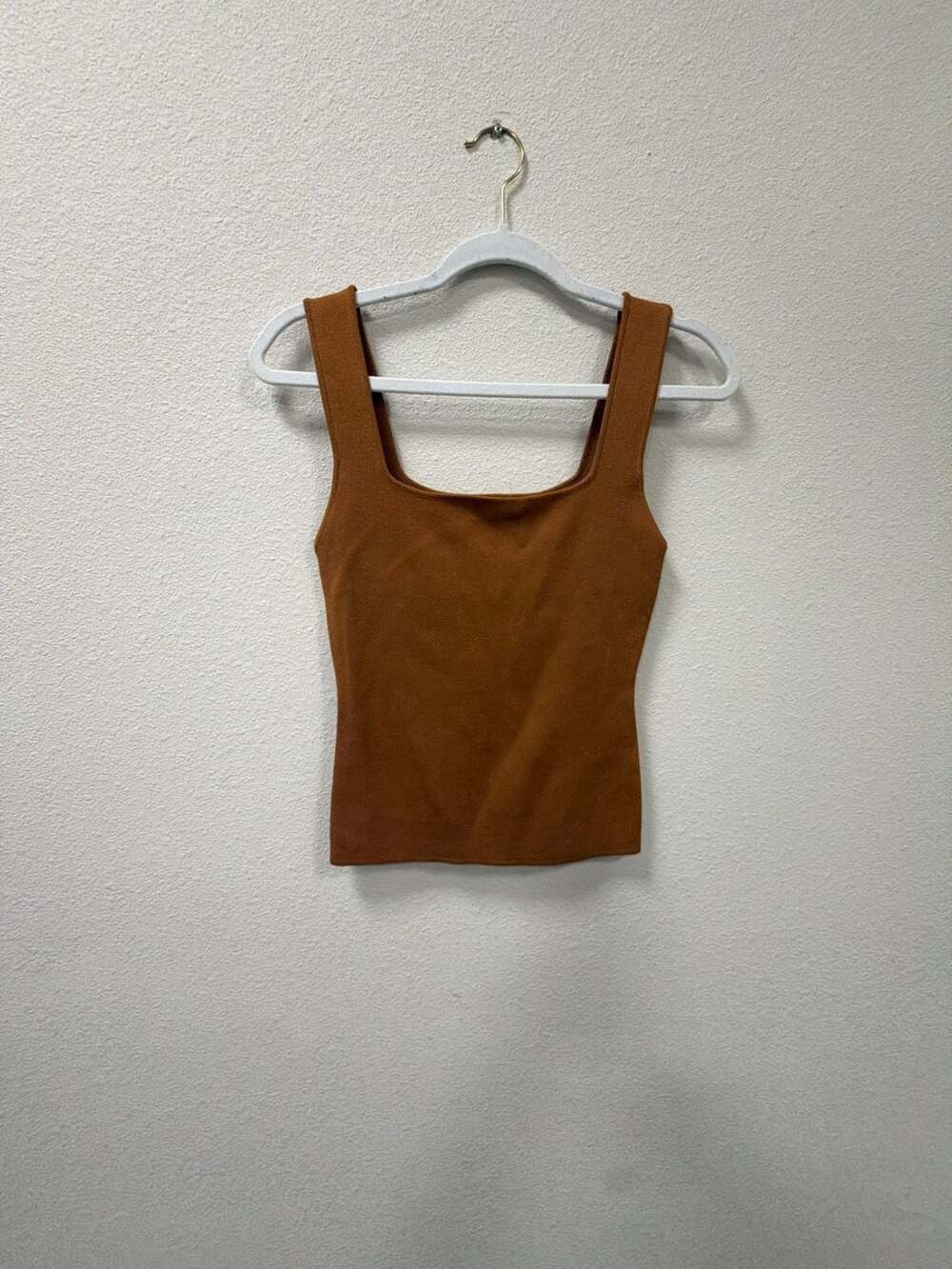 The Workshop Knit Tank Top Size M Brown Square Neck
